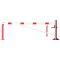 Swing barrier | with bracing tube and | pull rope reinforcement | to be fixed by plugs, hot-dip galvanized and red coated with white reflecting rings | Barrier arm length: 3000 mm | for padlock